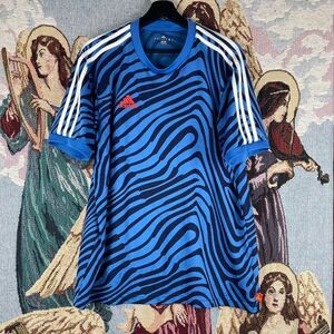 Adidas Tango Men’s Active Shirt Blue striped Jersey Funky Size Small